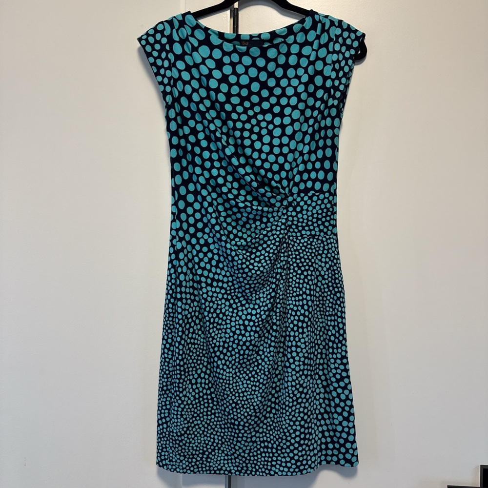 Taylor Blue and Black Polka Dot Midi Dress